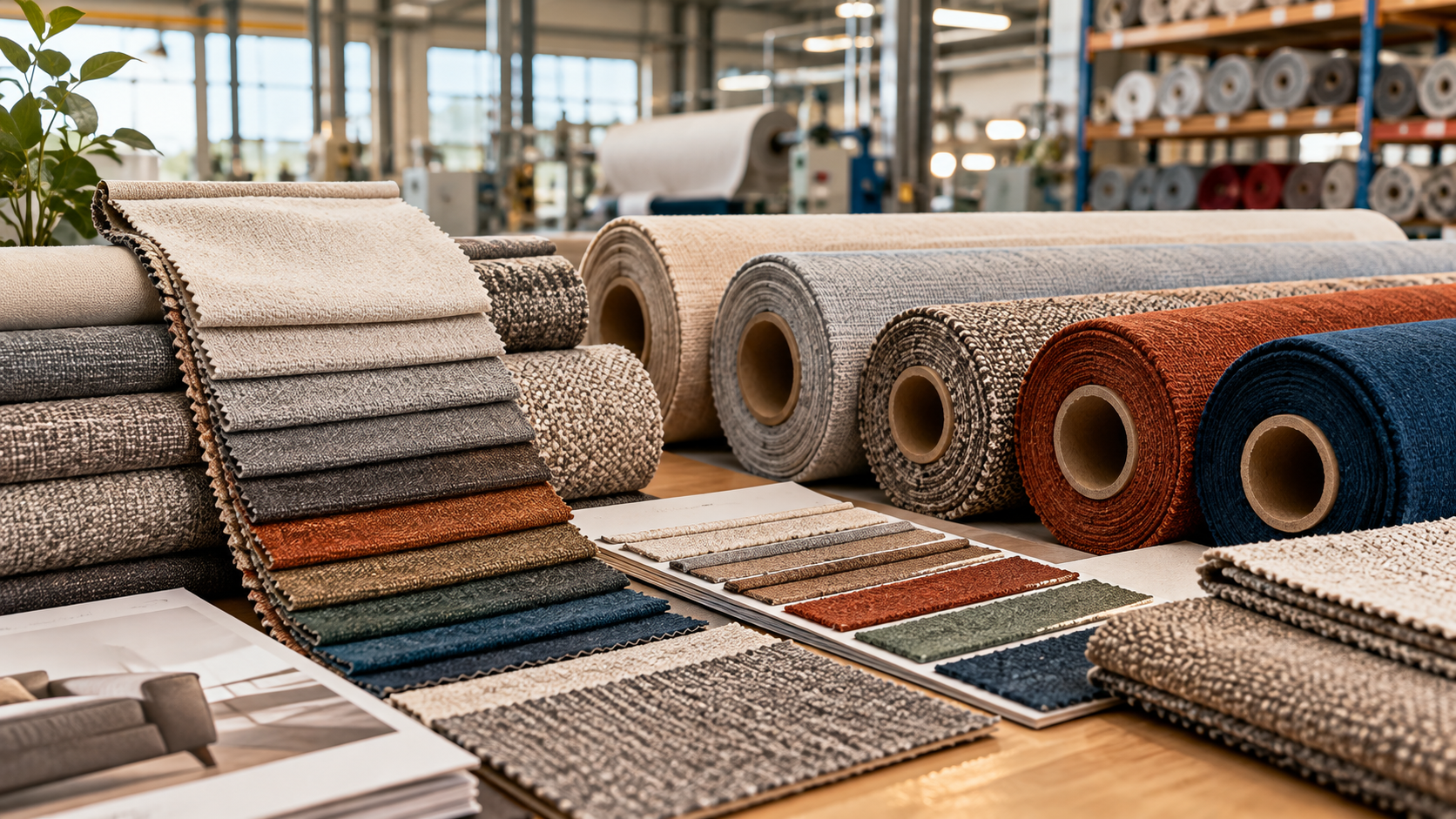 Furniture upholstery fabric samples reviewed before bulk production