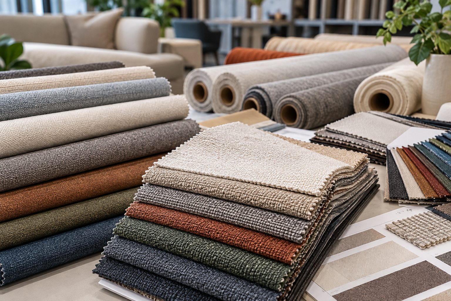 Upholstery fabric order process from sample development to packing before shipment