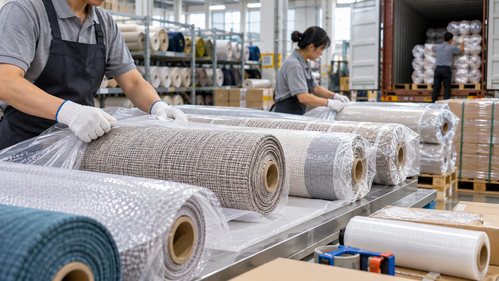 Fabric rolls factory packing