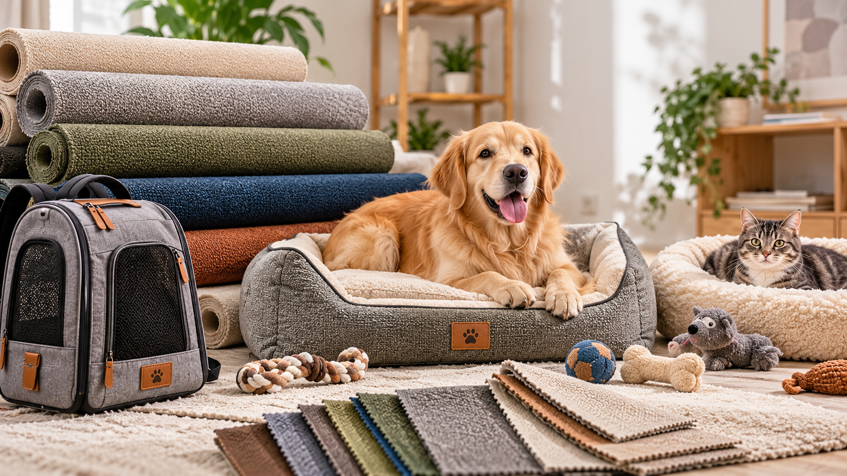 Pet fabric applications for beds, toys and pet carrier manufacturing